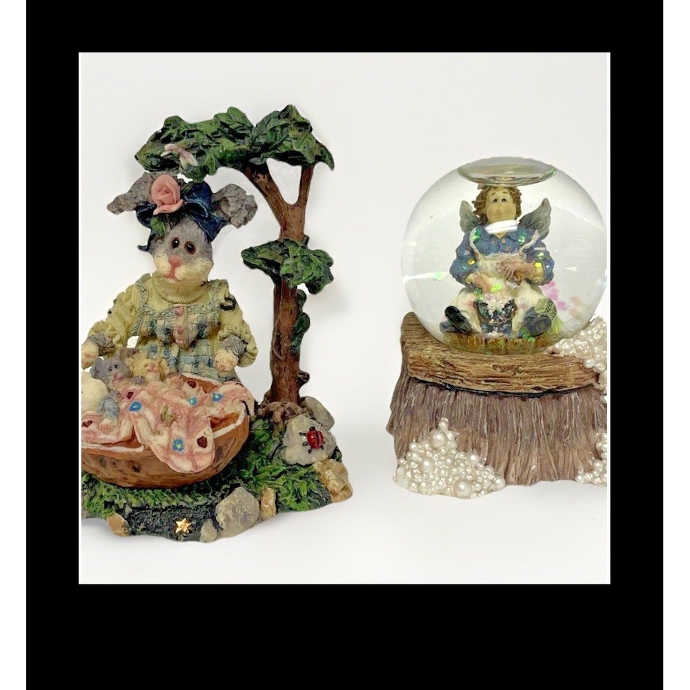 Boyds Bears Wee Folkstone Momma McHopple Naptime Cleaning Faerie Snow Globe Set - Picture 1 of 11